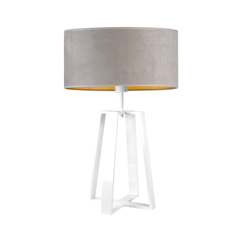 Designerska lampa stołowa szaro-biała THOR VELUR