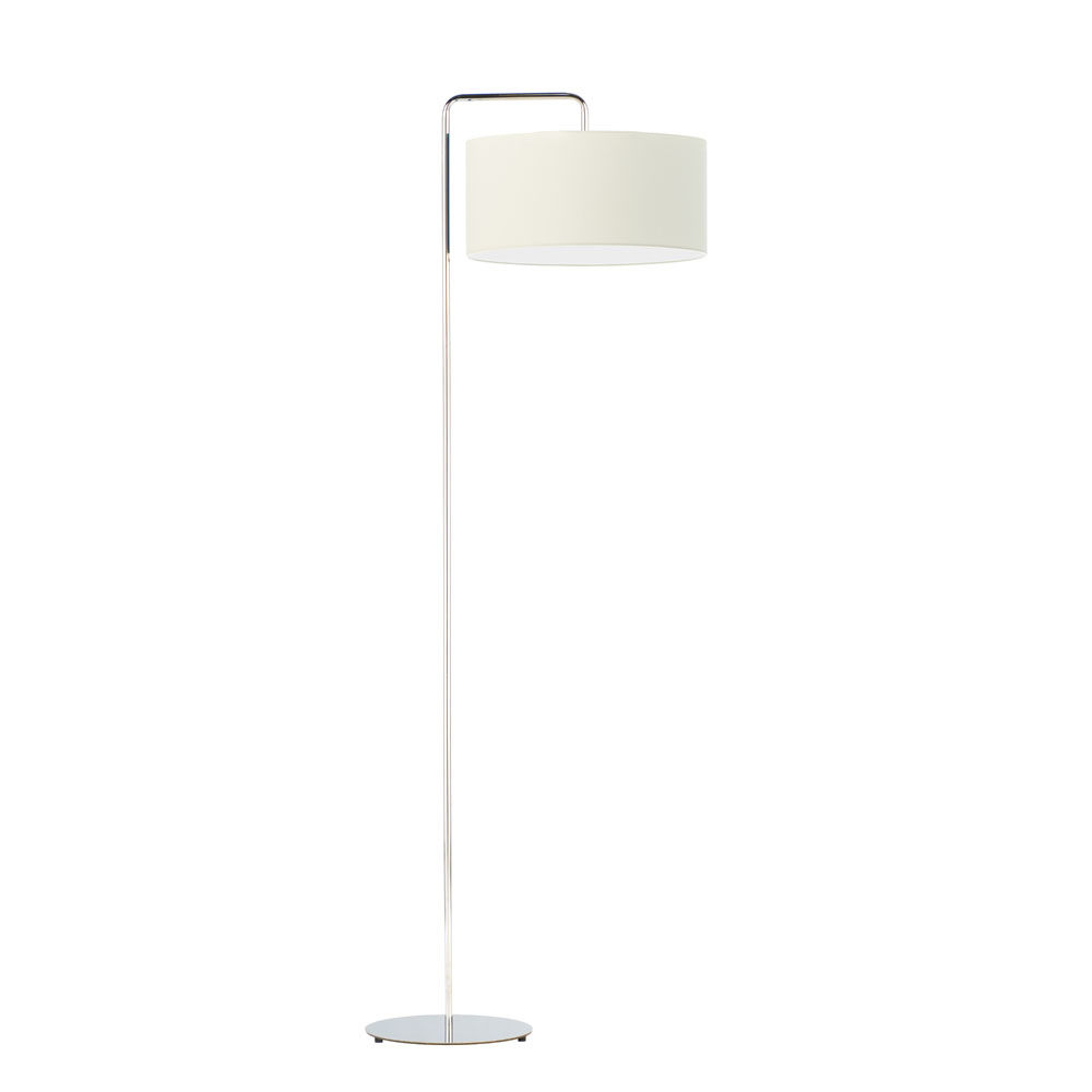 Klasyczna lampa stojąca na chromowanym stelażu BOLIVIA z abażurem ecru