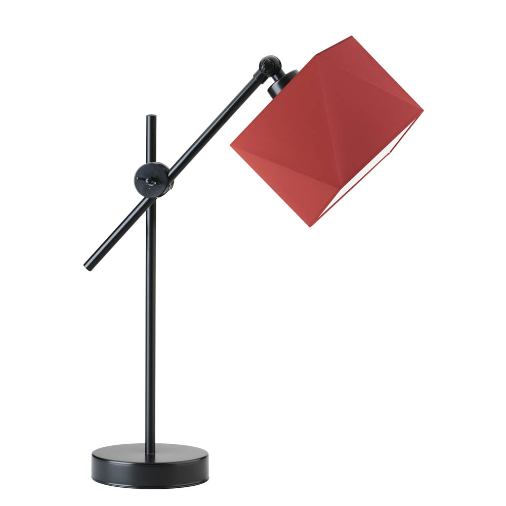Czerwono-czarna lampka stołowa LED do salonu BELO