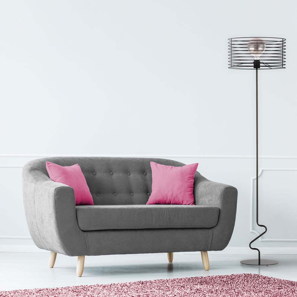 Lampa podłogowa industrialna z czarnym kloszem PARLA LOFT