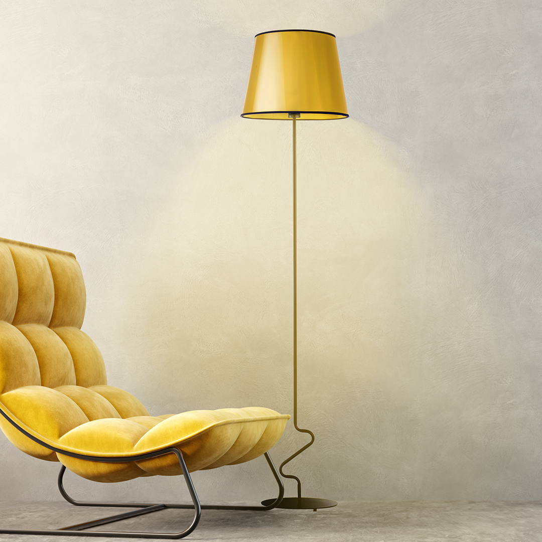 Czarno-złota lampa podłogowa w stylu glamour SURAT MIRROR