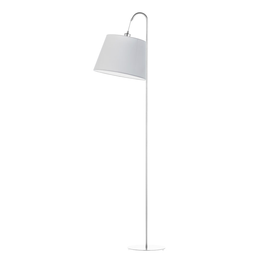 Skandynawska lampa podłogowa na chromowanym stelażu TALLIN z kloszem w kolorze jasnoszarym