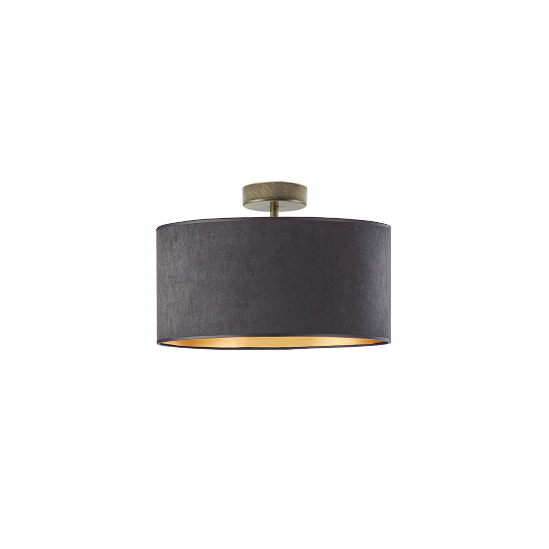 Czarno-złota lampa sufitowa glamour WENECJA VELUR fi - 30 cm kolor czarny ze złotym wnętrzem