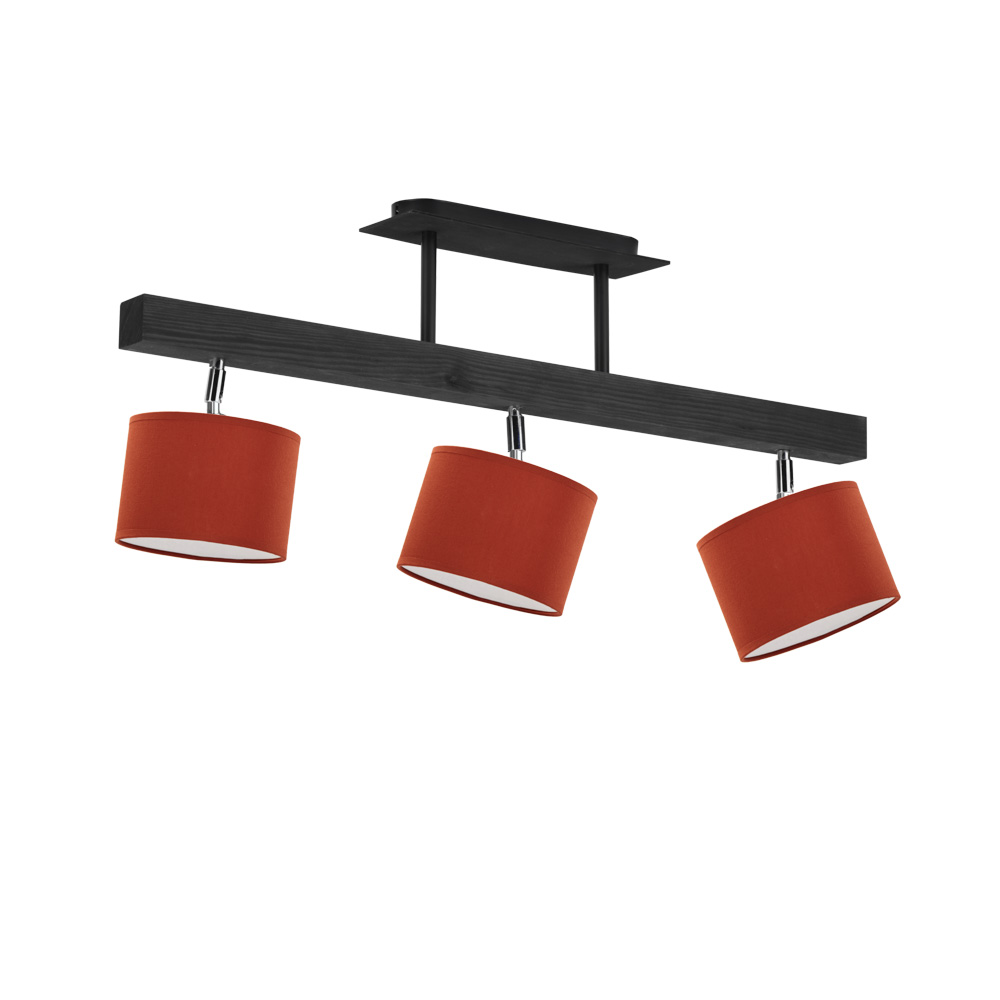 Czarna 3-punktowa lampa sufitowa na belce HOLLYWOOD