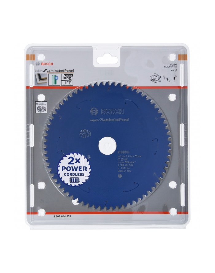 Bosch circular saw blade Expert for Laminated Panel, 216mm, 66Z bore 30mm, for table saws