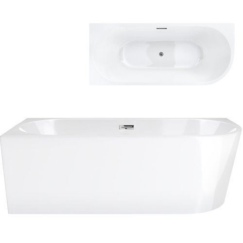 Wanna narożna przyścienna 150 cm Intero Corsan Lewa korek klik-klak chrom