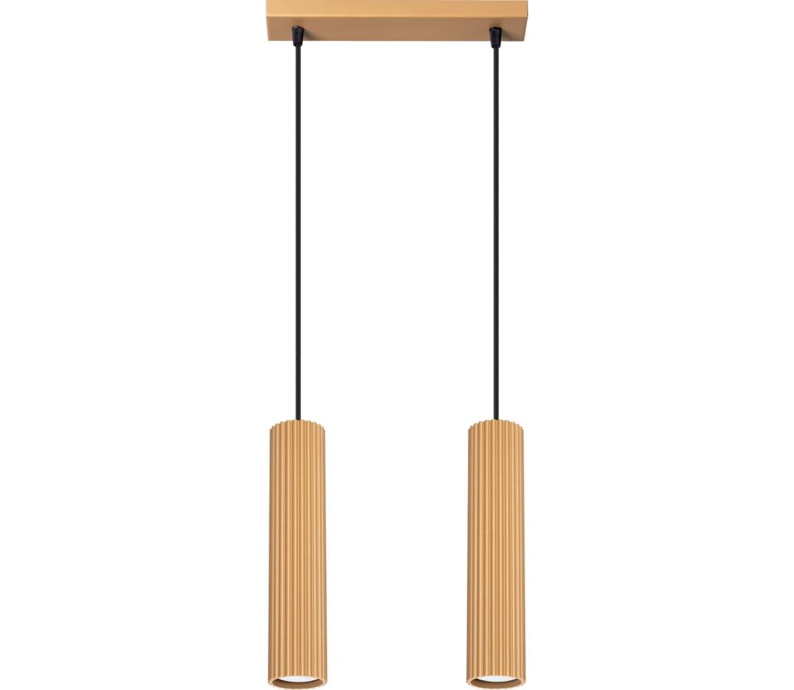 Sollux SL.1555 - Żyrandol na lince KARBON 2xGU10/10W/230V złoty