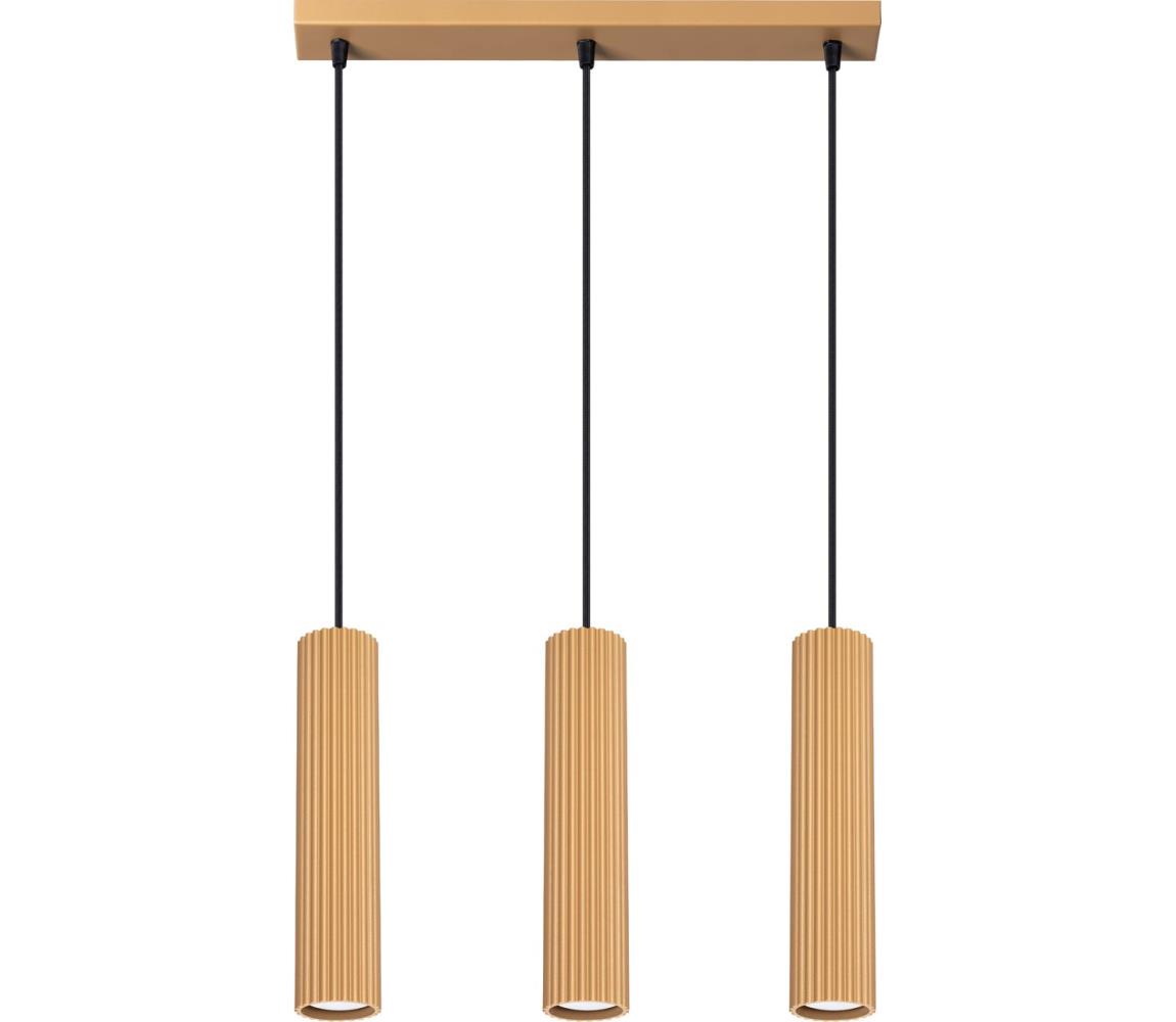 Sollux SL.1556 - Żyrandol na lince KARBON 3xGU10/10W/230V złoty