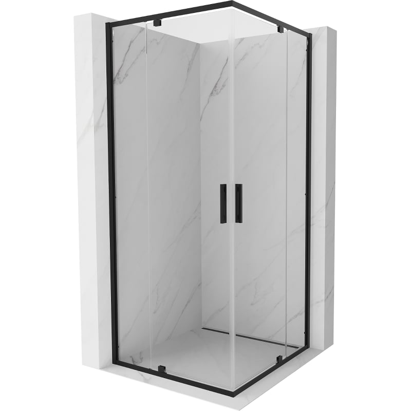 Mexen Exo kabina prysznicowa kwadratowa uchylna 90 x 90 cm, transparent, czarna - 8110-090-090-70-00