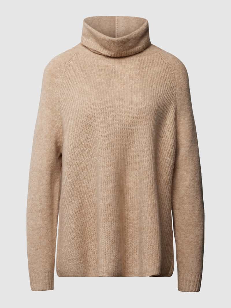 Sweter z wywijanym kołnierzem z prążkowanymi wykończeniami