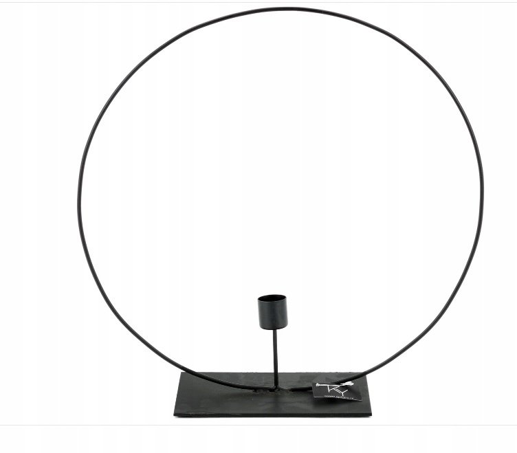 Stojący pierścień ze świecznikiem czarny 50cm świecznik koło