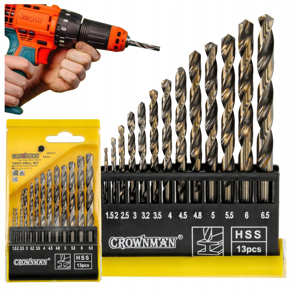 Zestaw Wiertła Do Wkrętarki HSS Kobaltowe Do Metalu BIT Metal INOX 13 sztuk