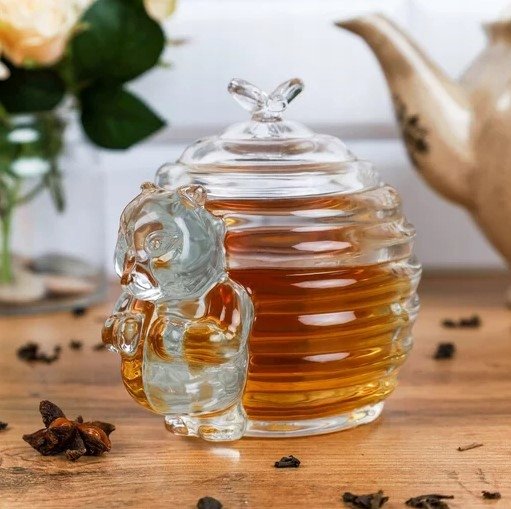 Pojemnik szklany na miód cukierki cukier LUXITO MIŚ 230ml