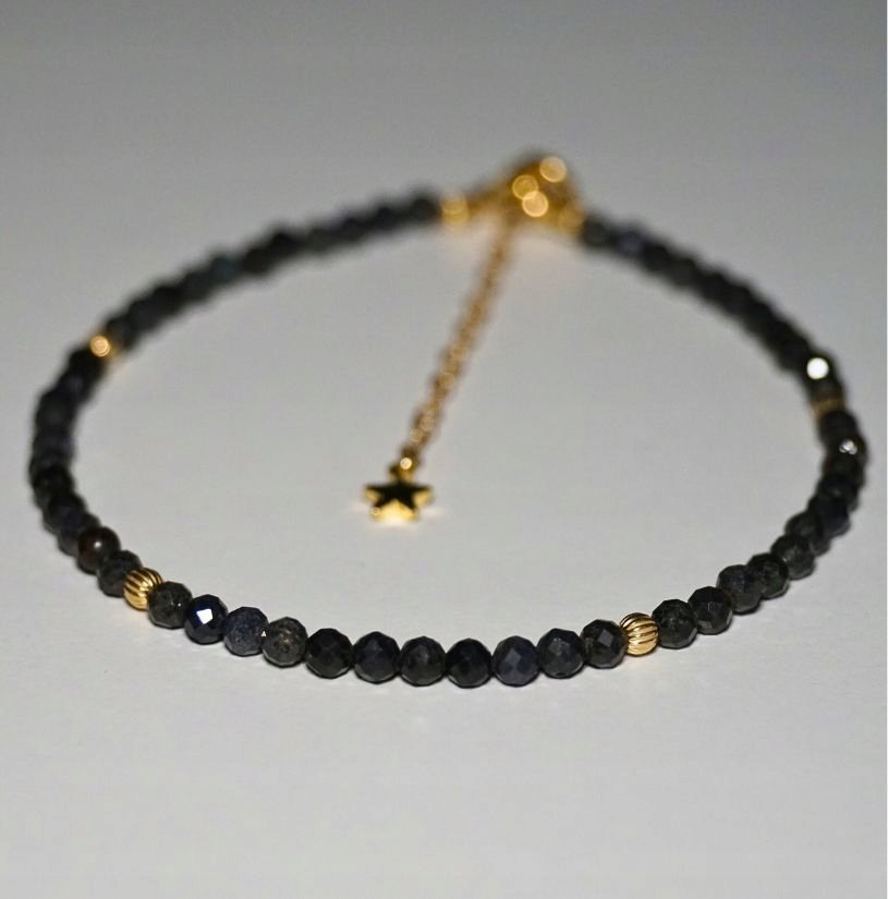 Bransoletka na nogę Szafir Ciemny 3mm - Crystals Break