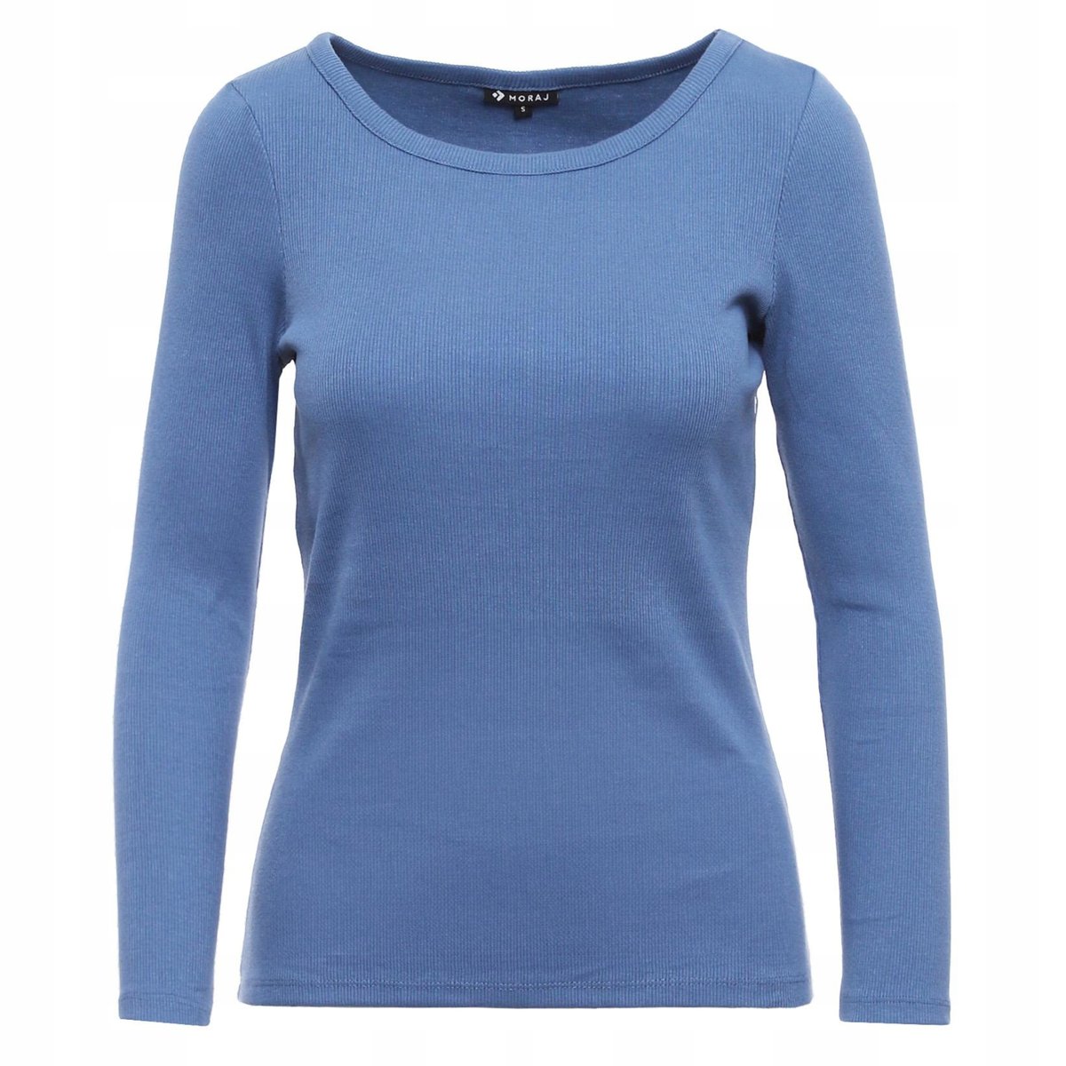 Bluzka Damska Prążkowana Modna Okrągły Dekolt Długi Rękaw Prążek MORAJ M