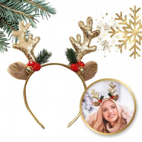 ECARLA opaska do włosów świąteczna z uszkami i rogami Renifer O538Z