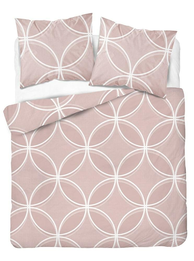 Pościel 220x200 różowa biała geometria 5247 B Bawełna 48