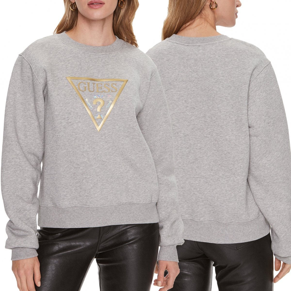Guess szara bluza damska złote logo ocieplana W3YQ12K9Z21-LMGY L
