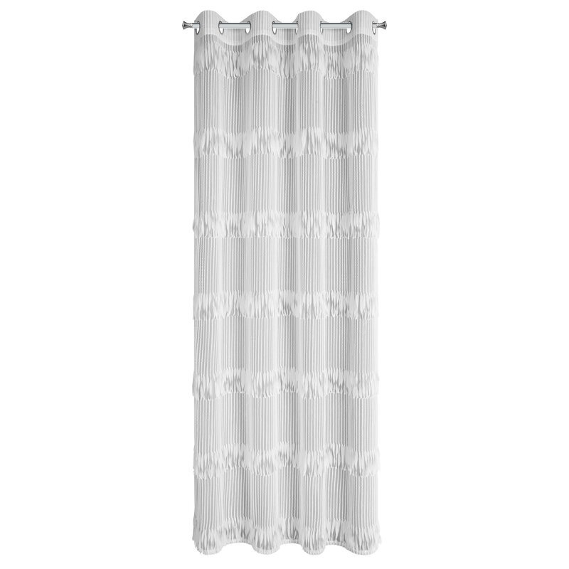 Zasłona 140x250 Sotera biała paski gotowa na przelotkach