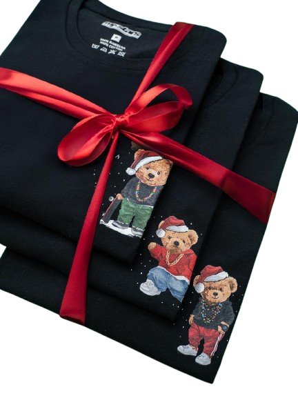 Zestaw 3 T-Shirtów Męskich Czarnych MyStars 3 Pack Christmas na święta prezent mikołaj L