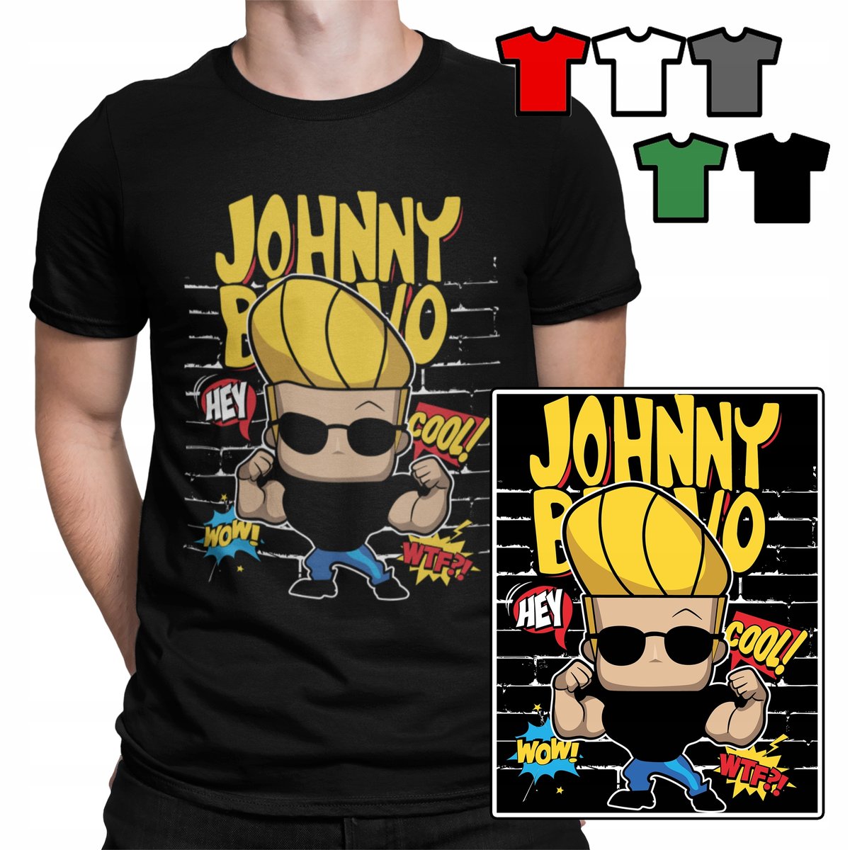 KOSZULKA T-SHIRT MĘSKI WYBÓR - JOHNNY BRAVO ZABAWNE WZORY - XXL