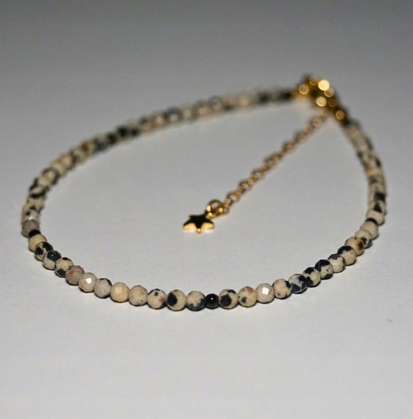 Bransoletka na nogę Jaspis Dalmatyński 3mm - Crystals Break