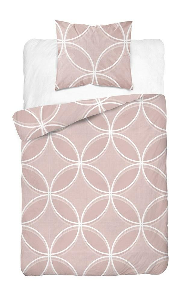 Pościel 140x200 różowa biała geometria 5247 B Bawełna 48