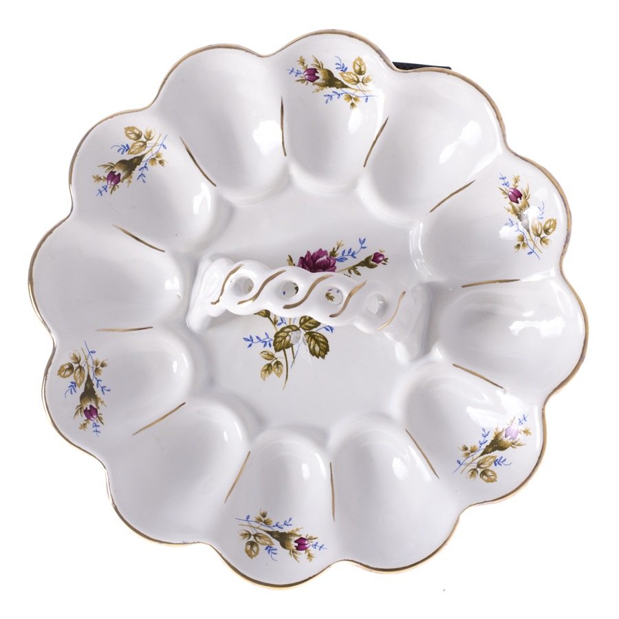 talerz ceramiczny na jajka z uchwytem RÓŻA II OD8504