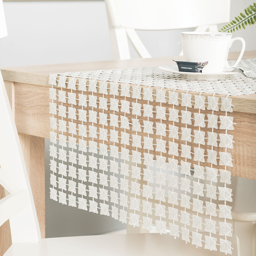 Jasmina Bieżnik gipiurowy, jasny szary 007 z lurexem, 40x140cm 061802/KSP/007/040140/1