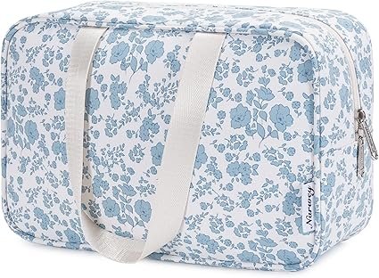 Pełnowymiarowa Duża Kosmetyczka Podróżna Z Małym Niebieskim Kwiatem