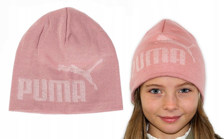 Markowa puma ciepła zimowa stylowa czapka młodzieżowa różowa uniwersalna
