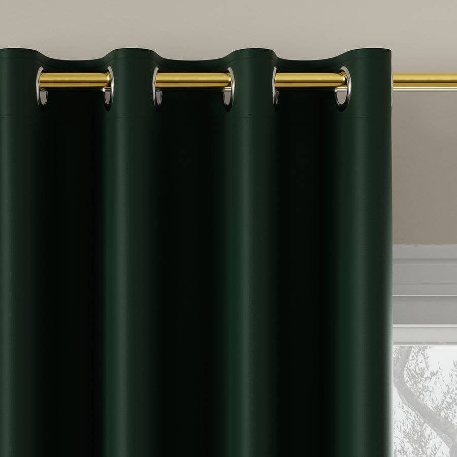 Zasłona gotowa typu blackout na przelotkach, szerokość 140cm x wysokość 250cm, kolor 223 zielony butelkowy TD0015/ZGP/223/140250/1