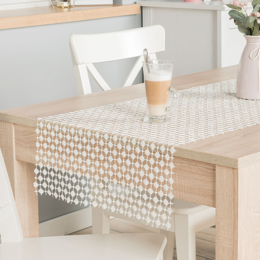 Bianca Bieżnik gipiurowy, kolor off white 010 z lurexem, 40x140cm 061757/KSP/010/040140/1