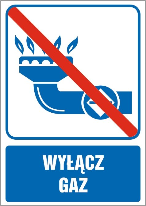 Tabliczka: Wyłącz gaz 30x42cm PCV 3mm