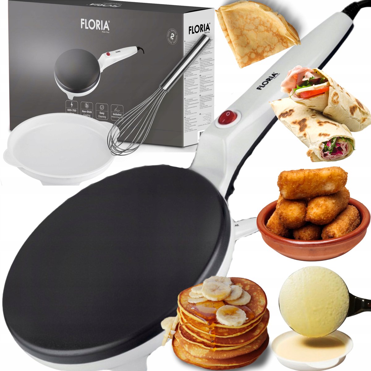 Naleśnikarka elektryczna patelnia do naleśników szybka bez tłuszczu zestaw