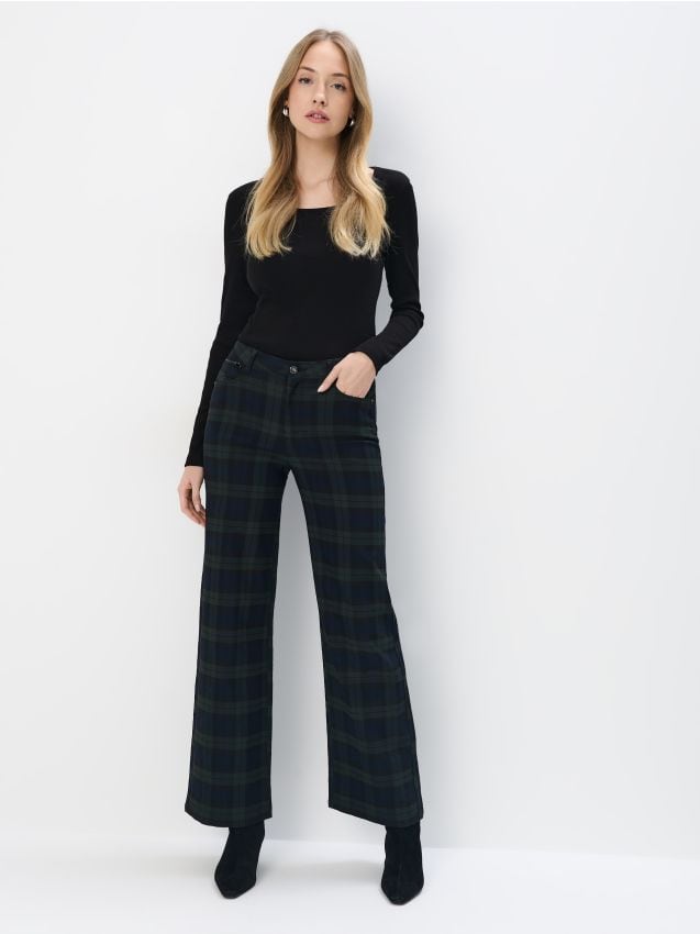 Mohito - Spodnie z szeroką nogawką - granatowy