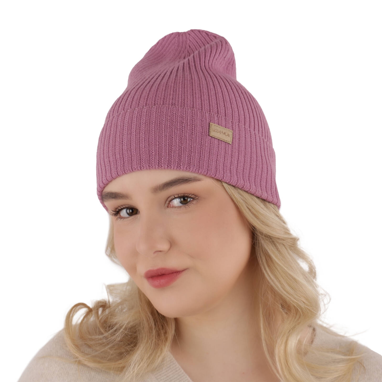 Czapka damska wiosenno - zimowa 100% wełniana merino Sophie - Fioletowa