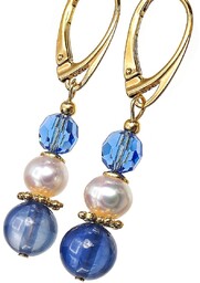 Perły Szafir Oryginalne Kryształy Przepiękne Kolczyki Złote Srebro Certyfikat