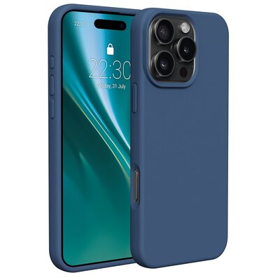 Etui ETTERI Silicone do Apple iPhone 16 Pro Max Ciemno-niebieski