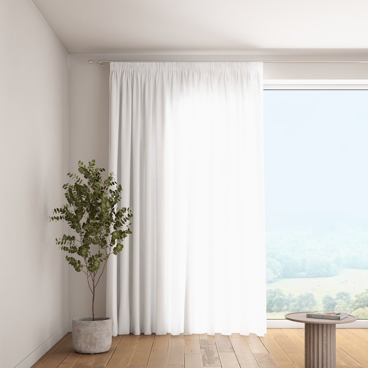 Zasłona na taśmie marszczącej 1 szt., prześwitująca, biała, Romantica