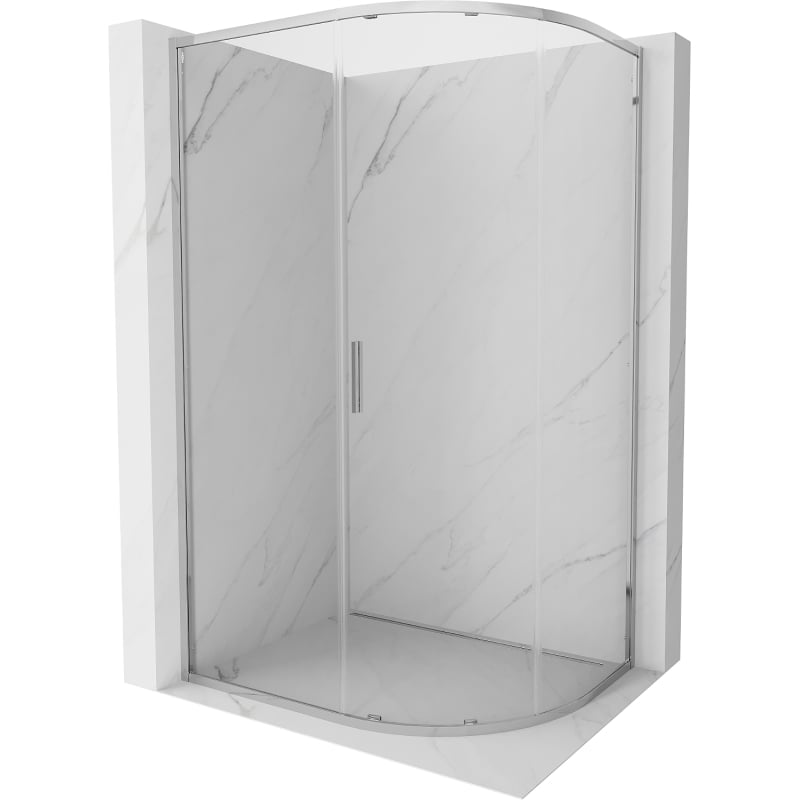 Mexen Exo kabina prysznicowa półokrągła asymetryczna rozsuwana 100 x 90 cm, transparent, chrom - 8131-100-090-01-00