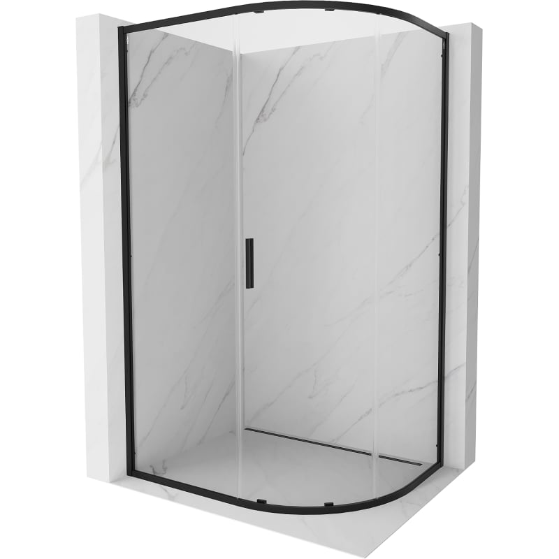 Mexen Exo kabina prysznicowa półokrągła asymetryczna rozsuwana 120 x 90 cm, transparent, czarna - 8131-120-090-70-00