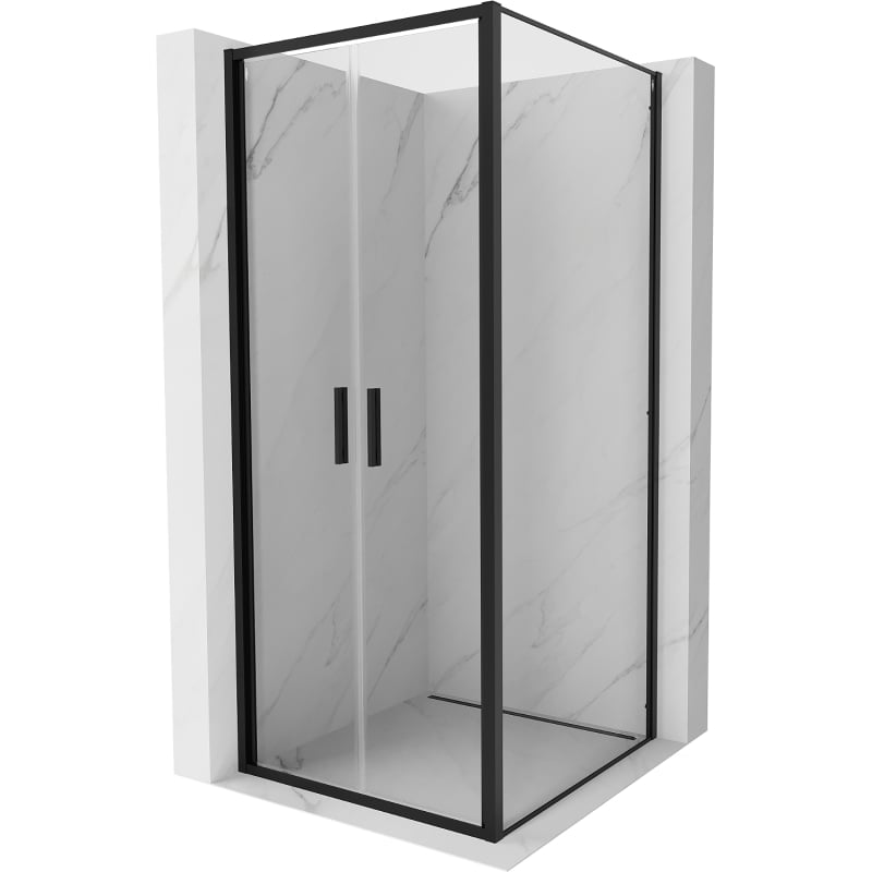 Mexen Exo kabina prysznicowa uchylna 100 x 100 cm, transparent, czarna - 814-100-100-70-00