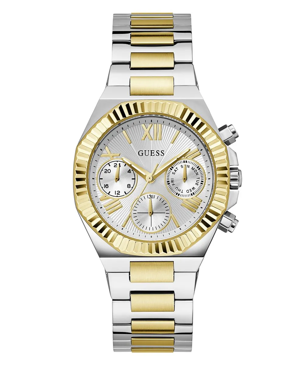 Guess Equality zegarek damski srebrno-złoty na bransolecie GW0769L3