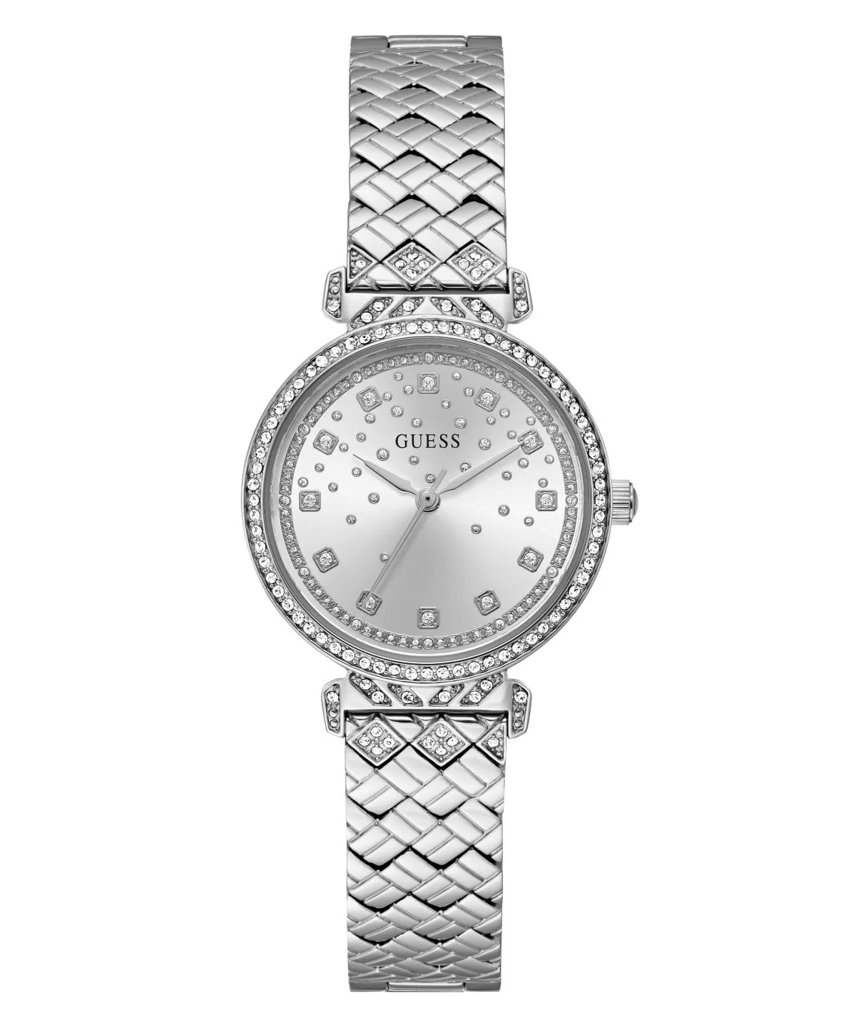 Guess Enchantment zegarek damski srebrny z kryształkami GW0763L1