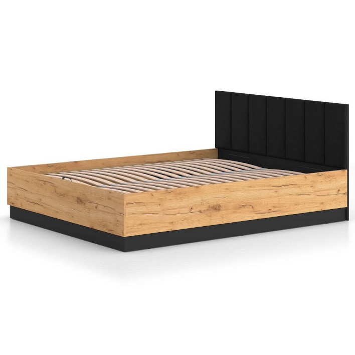 Łóżko z pojemnikiem 160x200 URSO 1401 Dąb craft złoty, czarny