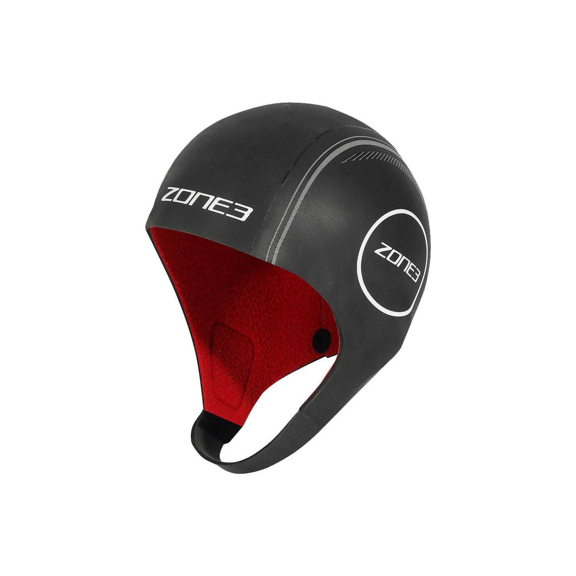 Zone3 Heat-Tech Neoprene Swim Cap S, black/silver/red 2021 Czepki NA21UHTC116/S