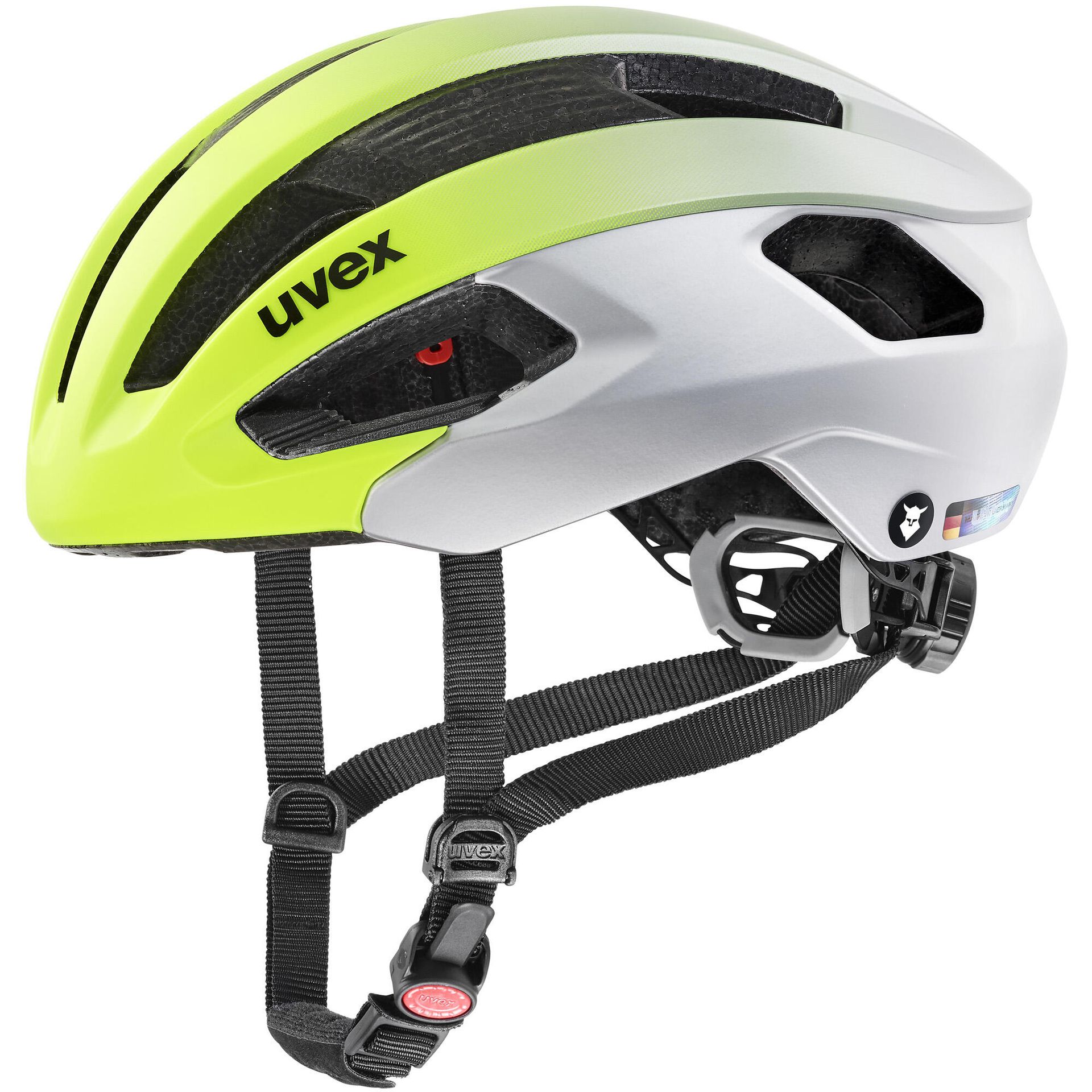 UVEX rise cc Tocsen, kask rowerowy unisex-dorosły, neon yellow - silver mat, 52-56 cm 0115
