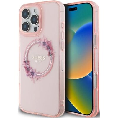 Guess IML Flowers Wreath do iPhone 16 Pro różowy