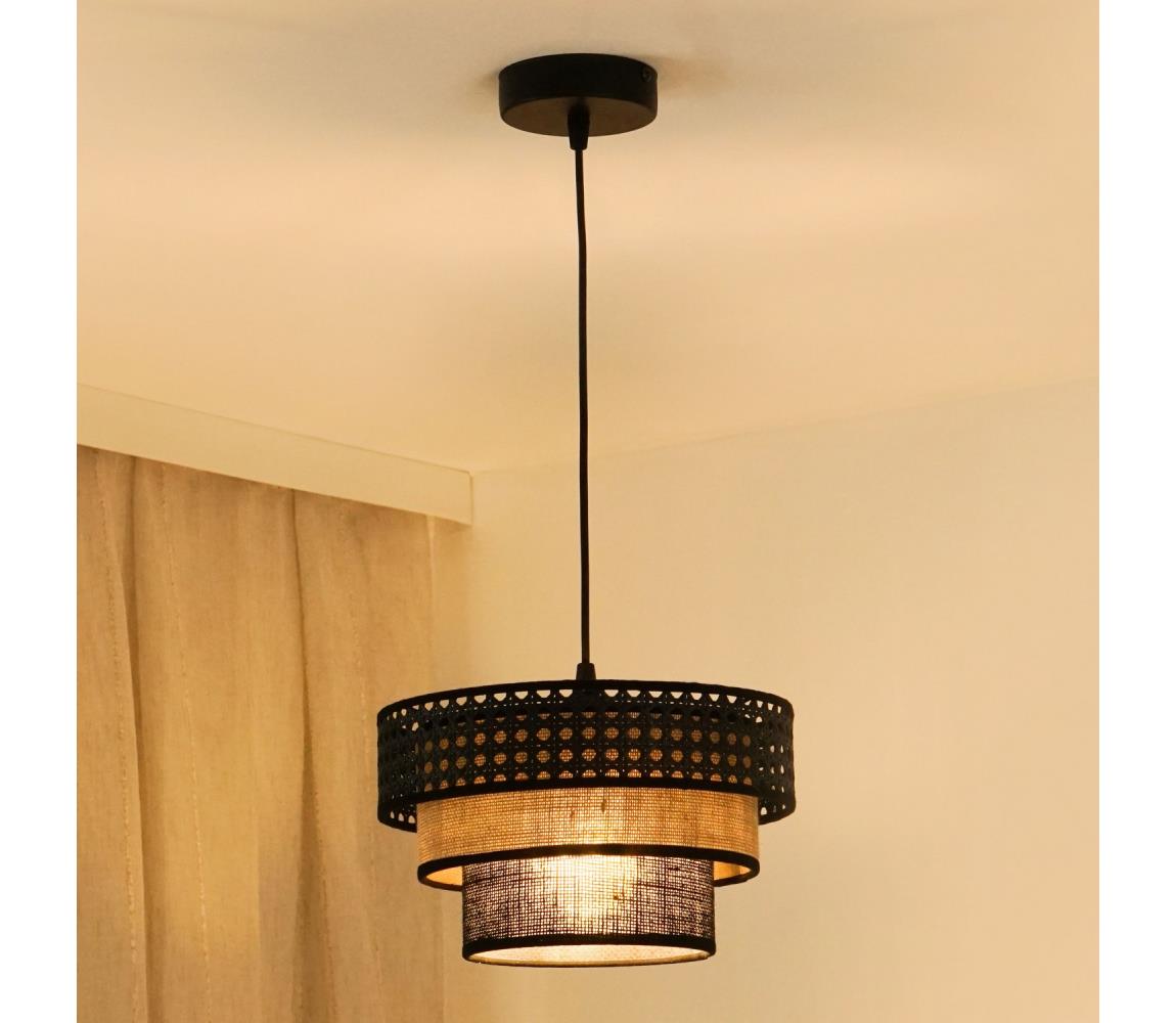 Brilagi - Żyrandol na lince DAKOTA LUNETA 1xE27/15W/230V śr. 25 cm czarny/beżowy